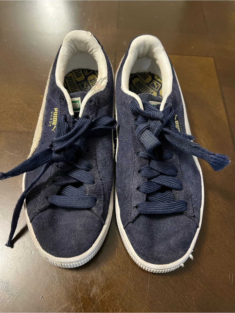 Puma Navy Suede Sneakers with White Stripe